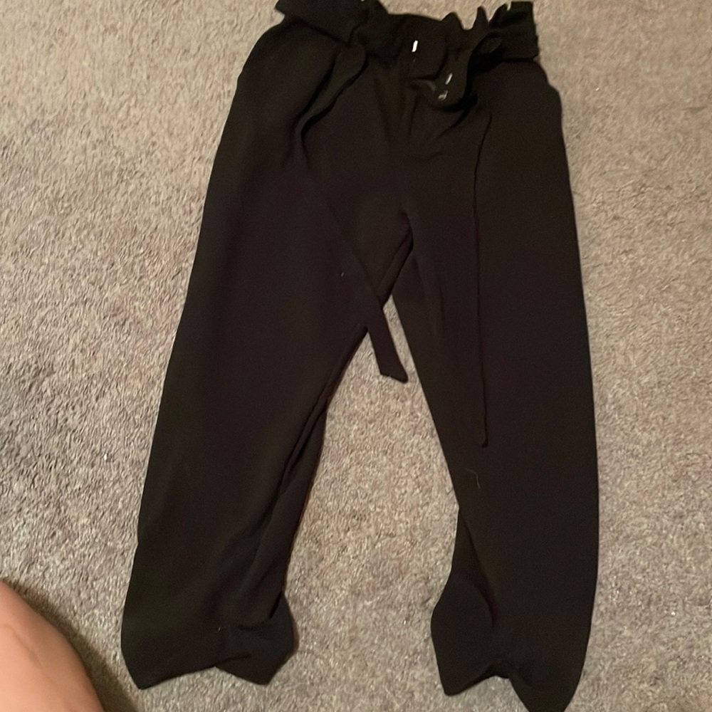 Black paperbag pants